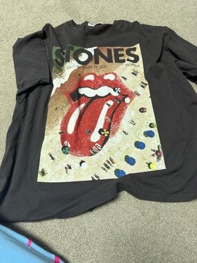 Daydreamer Black Graphic Rolling Stones Tongue Tee with Red Accent